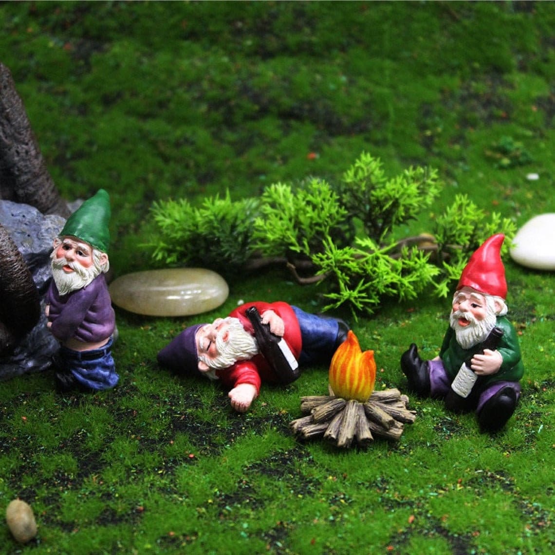 4 pcs set Fairy Garden Gnomes Accessories My Little Friend Drunk Gnome Dwarfs funny status figure Figurines Miniature Gardening Ornaments