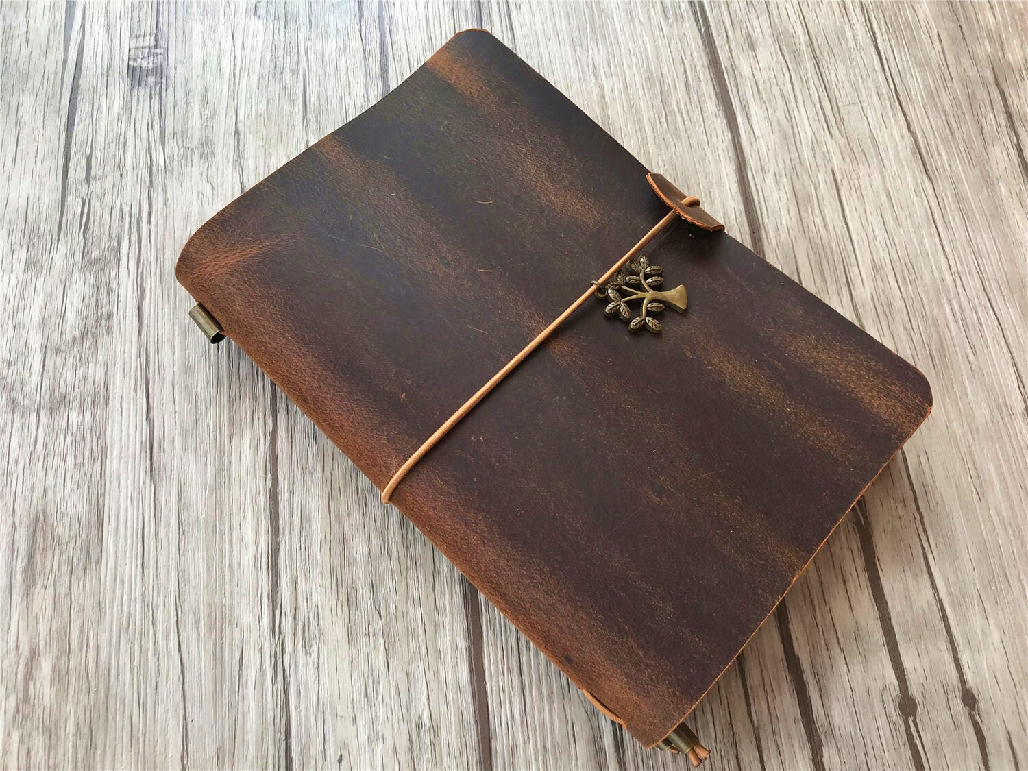 Leather Travelers Notebook Journal Personalized Lined Paper Etsy