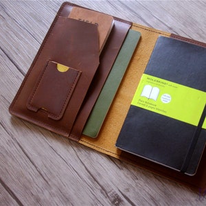 Carnet de notes personnalisé, couverture de journal en cuir, couverture en moleskine, porte-livre fusée, pochette de rangement en cuir, composition de portefeuille pour cartes de crédit