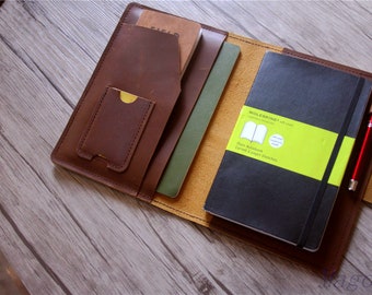 Personalized Leather Journal Cover: A5/B5 Notebook Organizer Portfolio