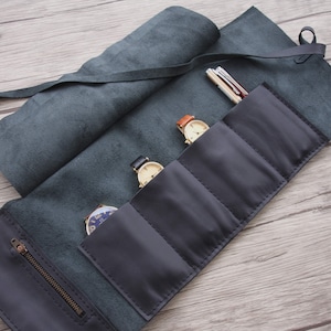 Orologio Custodia Orologio Nero Pelle Titolare, Orologio Personalizzato per Gli Uomini, Orologio Caso Di Viaggio Organizzatore, Caso di archiviazione orologio da donna