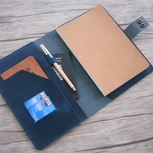 Custom Leather Notebook Cover: Refillable A5 Journal, Personalized Folio