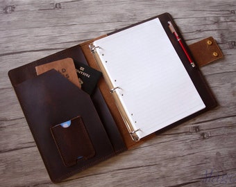 Handmade Leather Binder: A5/B5/A4 Sizes, Personalized Journal