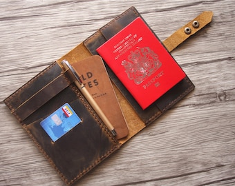 Personalized Leather Passport Wallet Cover Travel Organizer Holder