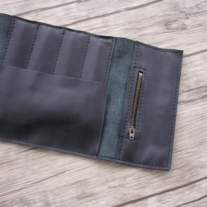 Custodia a matita in pelle nera, migliori custodie per penna Cool Roll Up, manicotto in pelle personalizzata con copertina personalizzata con apple Pencil Roll Bag