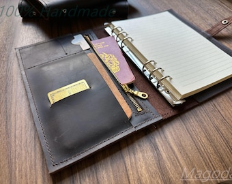 Custom Leather Portfolio Binder 3 Rings: A4 B5 Letter Folder Work Organizer Client Gifts