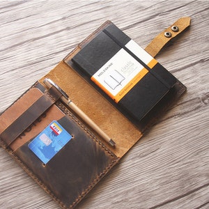 Funda Moleskine, Funda para portátil de notas de campo de cuero, Titular de pasaporte compatible, Cartera organizadora de cuero, Cartera de regalos de bolsa de viaje