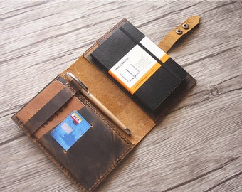 Moleskine Cover, Leather Field Notes Notebook Case, Compatible Passport Holder, Leather Organizer Portfolio, Travel Bag Gifts Wallet