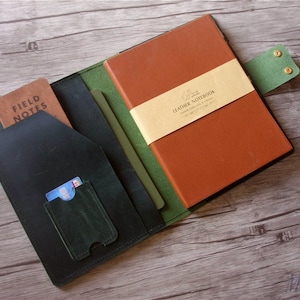 Handmade Distressed Leather Journal Cover: A5 Notebook Organizer