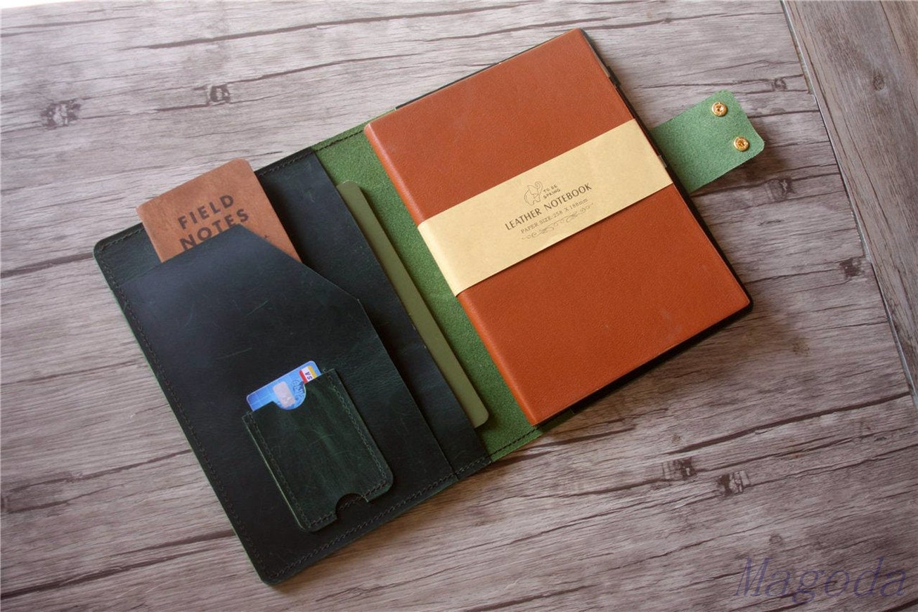 Handmade Distressed Leather Journal Cover: A5 Notebook Organizer