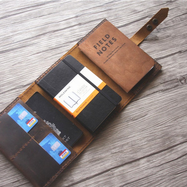 Field Notes Cover, Moleskine Case Compatible Passport Holder, Leather Organizer Portfolio, Travel Bag Gifts Wallet