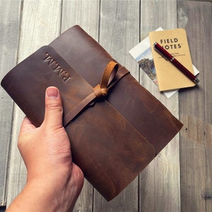 Personalized Leather Photo Album: Custom Baby Memory Book, Wedding Guest Book