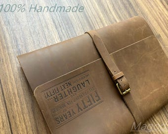 Personalized Leather Photo Album Scrapbook: Baby Wedding Gifts Travel Family Anniversary Gifts Memory Book
