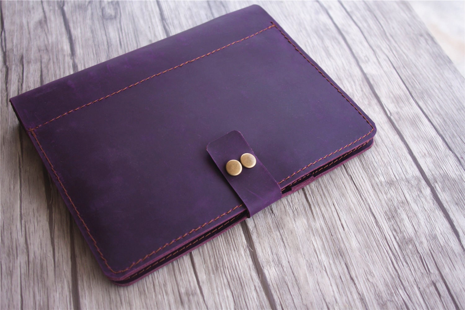 Purple Leather Binder Zipper Portfolio Personalized Planner Etsy