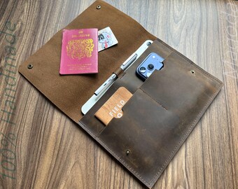 Personalized Leather MacBook Pro Case: Handmade Crazy Horse Leather Sleeve (13-16 Inch)