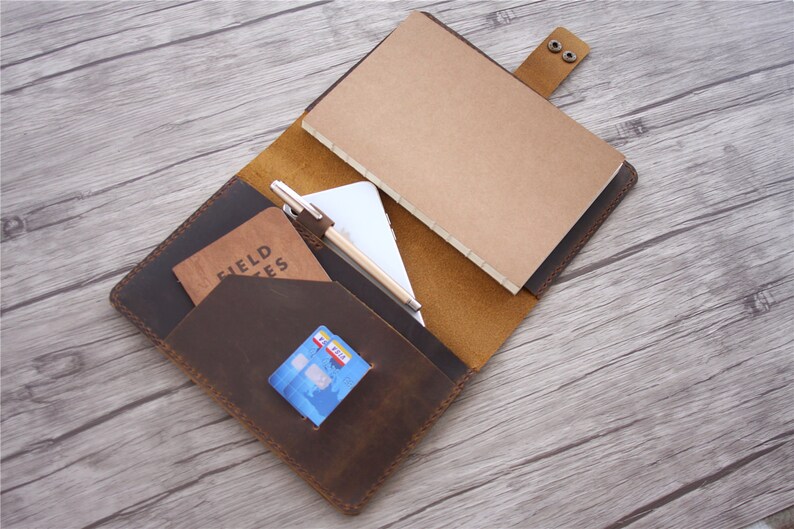 Leather Portfolio Holder Women Personalized Planner Travel Etsy