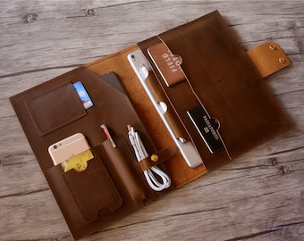 Personalized Leather Portfolio: Handmade Travel Document Organizer