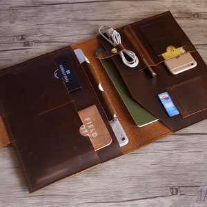 Personalized Leather Portfolio: Vintage Travel Organizer for Legal Pad