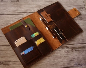 Personalized Leather MacBook Sleeve: Distressed Laptop Case