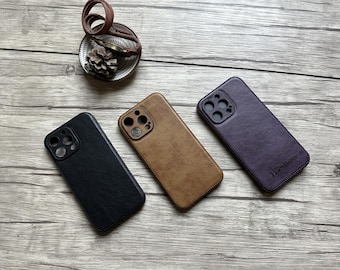 Handmade Leather iPhone Case: Engraved Protective Cover