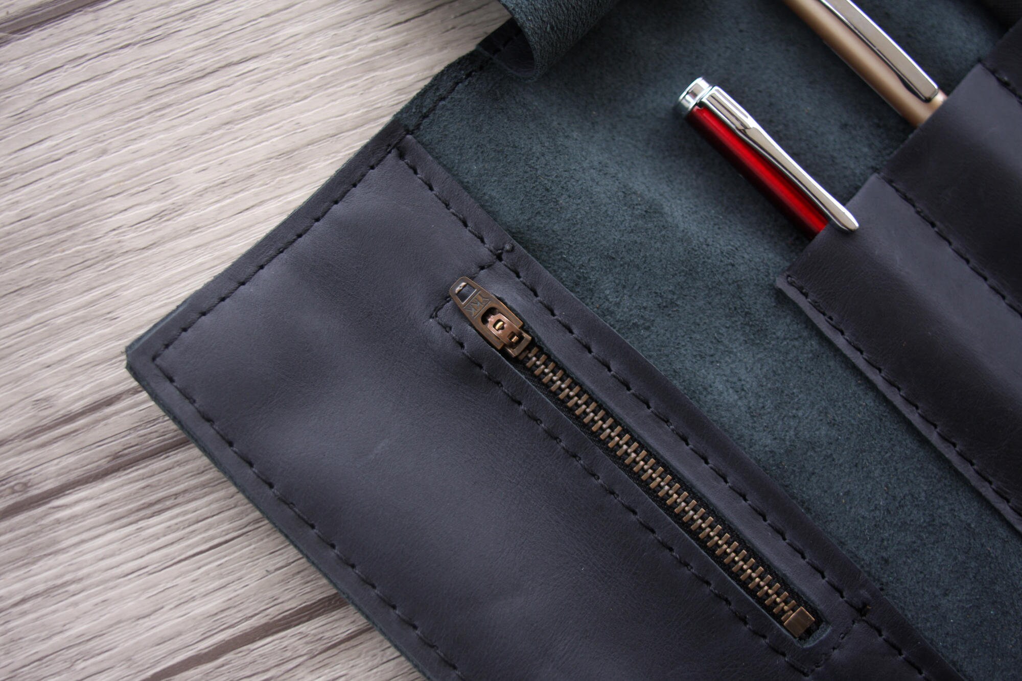 Black Leather Pencil Case Best Cool Roll up Pen Cases Etsy UK