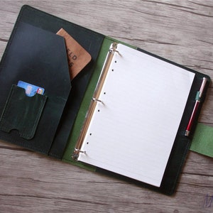 Caderno de couro marrom recarregável A5, capa de diário personalizada, caderno de desenho feminino personalizado, cadernos masculinos de papel forrado, fichário com 3 anéis