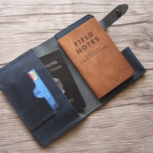 Blue Field Notes Brieftasche, Moleskine Notebook-Hüllen, Passport, Leder Organizer, Reisetasche Geschenke Brieftasche