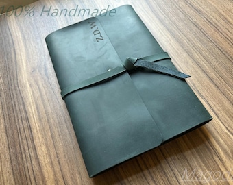 Personalized Leather Journal: A5 B5 A4 Blue Bound Notebook Gift for Poet Custom Quote