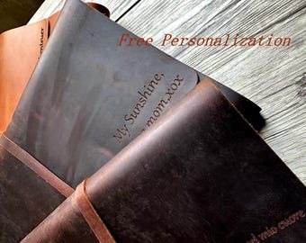 Personalized Leather Journal: Handmade Lined or Blank Notebook