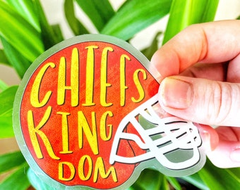 Chiefs Kingdom, Clear vinyl sticker, waterproof, 3”