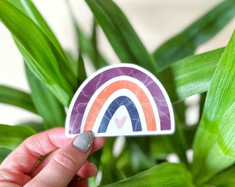 Boho Earth tones Rainbow Sticker, 3”x1.97”, Vinyl, Waterproof