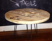 unfinished spool table.