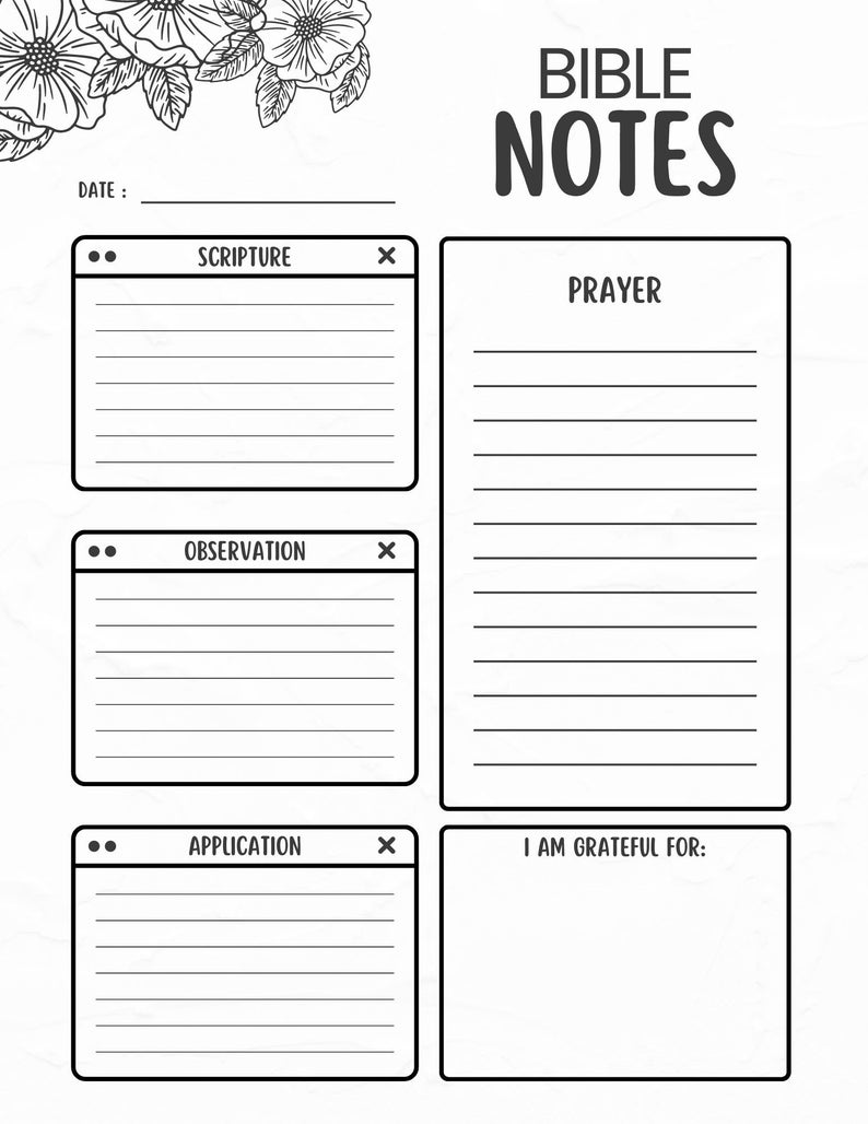 Bible Notes SOAP Printable Digital Download Etsy