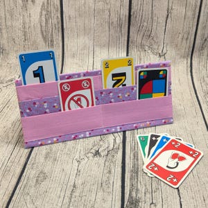 Spielkartenhalter lila Blümchen, Kartenhalter aus Stoff, Senioren oder Menschen mit Handicap