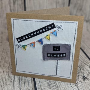 Karte Einschulung | Karte Schulkind | Glückwunschkarte | Erster Schultag | Klappkarte | Tafel | 1. Klasse
