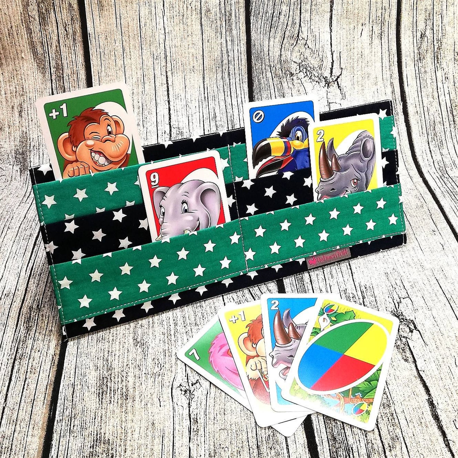 Playing Card Holder Stars Blue, Card Holder Made of Fabric for Seniors