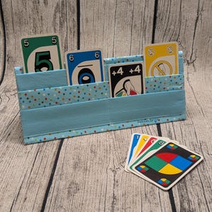 Spielkartenhalter bunte Punkte, Kartenhalter aus Stoff