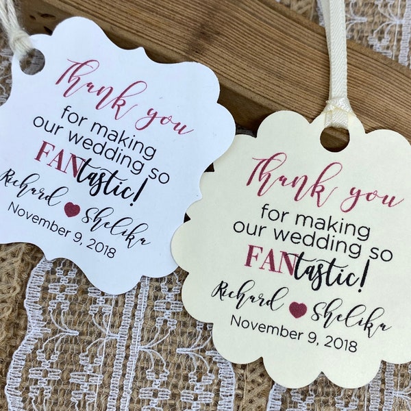 fan tags, Personalized Favor Tags, Wedding tags, Love, Thank You tags, Favor tags, fan tag, fan favor tags, wedding fans, wedding fan tags