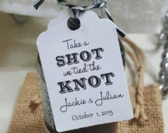 Personalized Wedding Shot Favor Tags, Custom Thank You Tags
