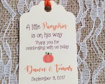 Fall Pumpkin Baby Shower Favor Tags: Personalized Thank You