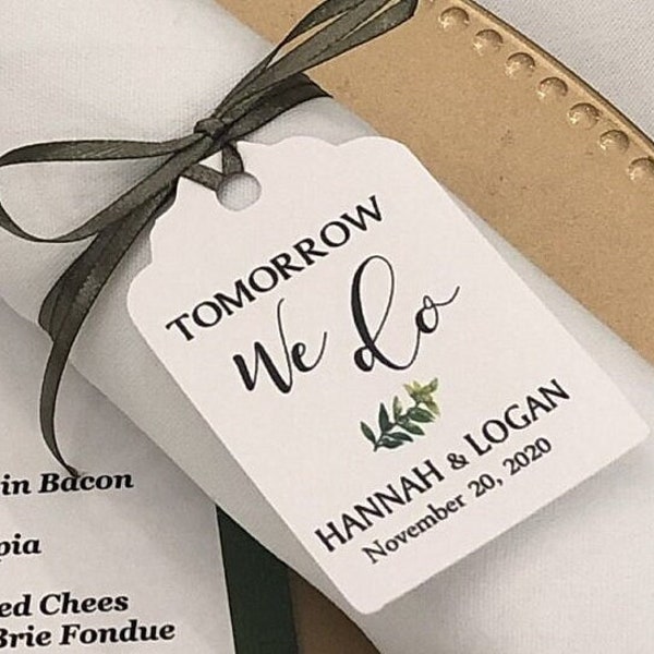 Greenery tags, Wedding tags, Gift tags, we do tags, rehearsal dinner tags, rehearsal tags, Tomorrow We Do • Silverware Tag