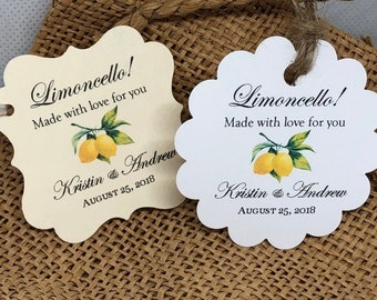 2" Lemon Limoncello Favor Tags, Wedding Tags, Wedding Favor Tags, Limoncello Wedding Favor Tags, Personalized Favor Tags, LEMONS tags