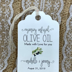 olive oil Tags, Wedding tags, Thank You tags, Favor tags, Bridal Shower Favor Tags, Italian olive oil, olive oil bottles, infused with love