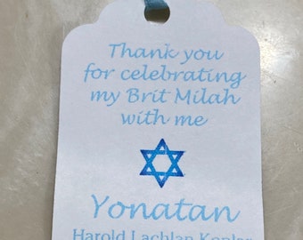 Personalized Favor Tags birt Milah  tags, Thank You tags, Favor tags, Gift tags, Jewish celebration, birt Milah, jewish tags, jewish party