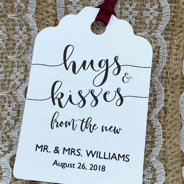hugs and kisses Favor Tags, Wedding tags, Thank You tags, Favor tags, Gift tags, hugs and kisses from mr and mrs, kisses favors, kisses tags