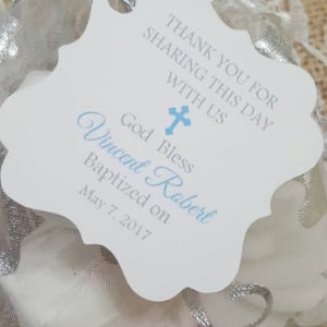 baptism or first communion boy tags, Personalized Favor Tags, Thank You tags, Favor tags, Gift tags, Boy baptism tags, Favor tag, Baby Boy