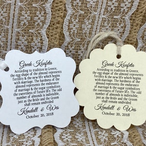 Greek Tags, Wedding tags, Thank You tags, Gift tags, Jordan Almond Favor TAGS, Koufeta tags, almonds tags, bomboniere tags, GREEK wedding