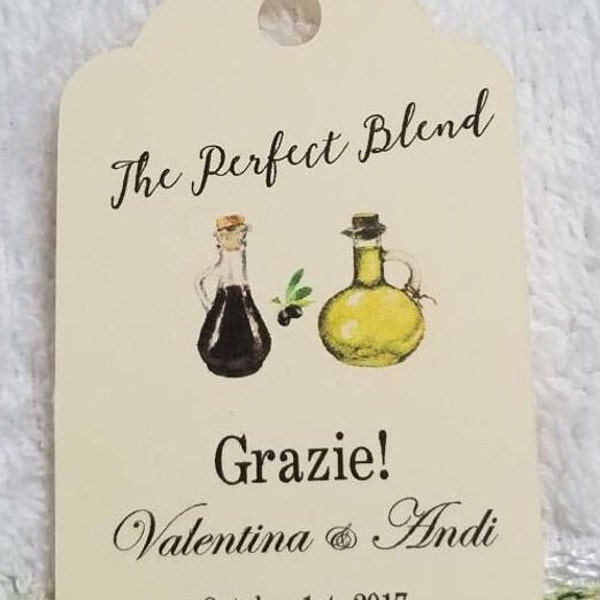 Perfect blend Tags, Wedding tags, Thank You tags, Favor tags Gift tags the perfect blend Italian olive oil tags balsamic vinegar & olive oil