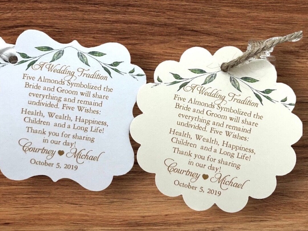 Jordan Almond TAGS, Wedding Tags, Thank You Tags, Favor Tags, Gift Tags
