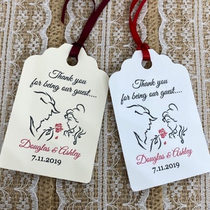 beauty and the beast Favor Tags 2.5L&quot;x1.8w&quot;, Wedding tags, Thank You tags, Favor tags, Gift tags, beauty and the beast, disney wedding tags